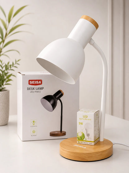 Lámpara de Escritorio Moderna LED-Y9872 | Base de Madera (Incluye Bombillo)