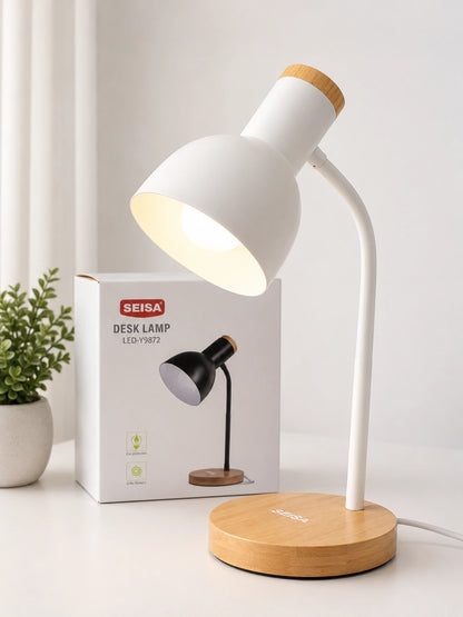Lámpara de Escritorio Moderna LED-Y9872 | Base de Madera (Incluye Bombillo)