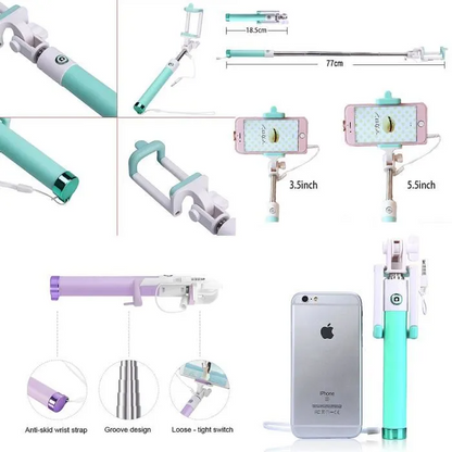 Selfie Stick iGoma ST-12 de 78 cm – Palo para Selfies con Cable Integrado