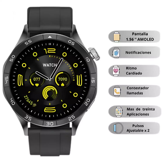 Smartwatch Mobulaa GM1 | AMOLED 466x466, Llamadas Bluetooth, Brújula y Diseño Ejecutivo Resistente