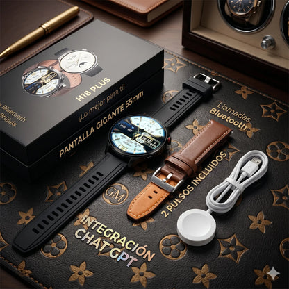 Smartwatch Mobulaa H18 Plus | Llamadas Bluetooth, Brújula, Chat GPT y 2 Pulsos Incluidos