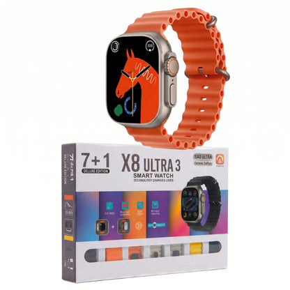Smartwatch X8 Ultra 3 | Pantalla Full HD, 7 Pulsos Intercambiables, Llamadas Bluetooth y Protector