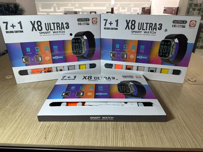 Smartwatch X8 Ultra 3 | Pantalla Full HD, 7 Pulsos Intercambiables, Llamadas Bluetooth y Protector