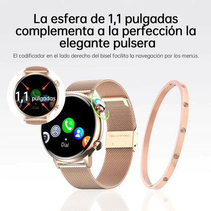 Smartwatch G-Tide Romance | Reloj Inteligente para Mujer, Pantalla AMOLED y Llamadas + PULSERA
