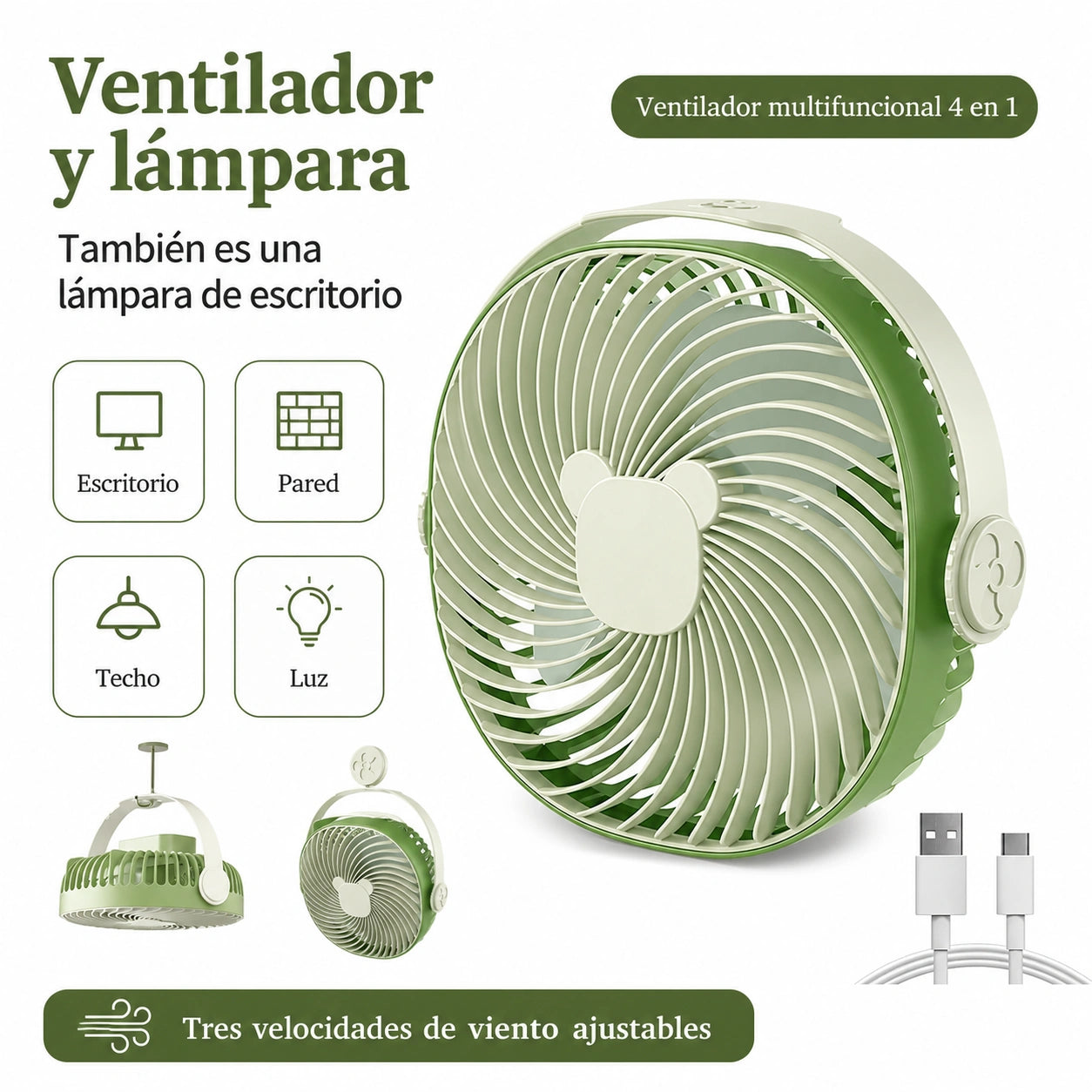 Mini Ventilador de Escritorio USB con luz INOTEK - Vista 4